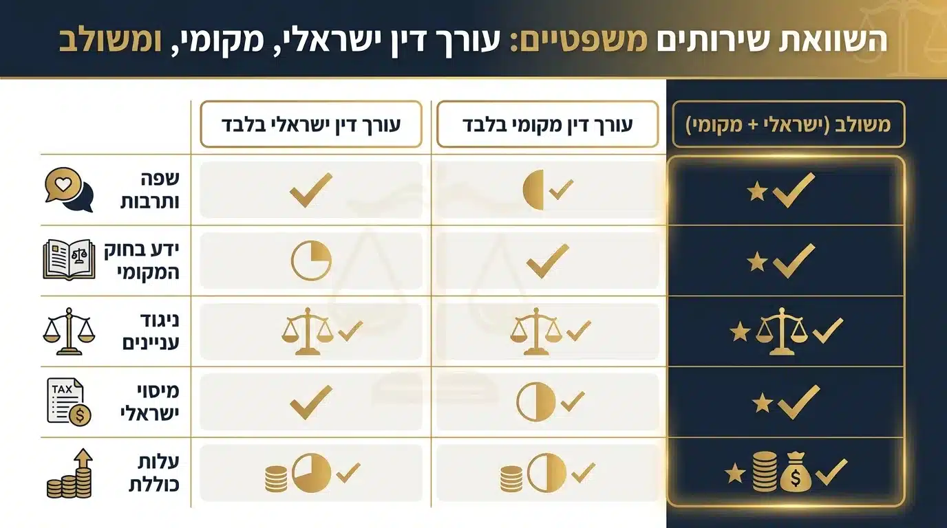 השוואה בין עורך דין ישראלי לעורך דין מקומי בעסקאות נדל